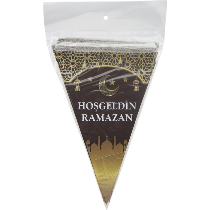 HOŞGELDİN RAMAZAN BASKILI ÜÇGEN BAYRAK FLAMA