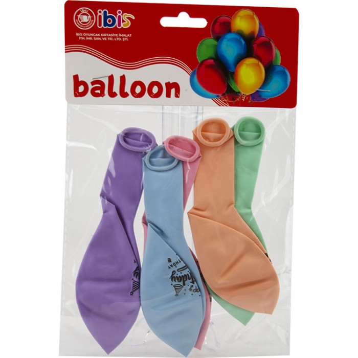 5’Lİ İTHAL HAPPY BİRTHDAY DESENLİ BALON İBİS-1129-1