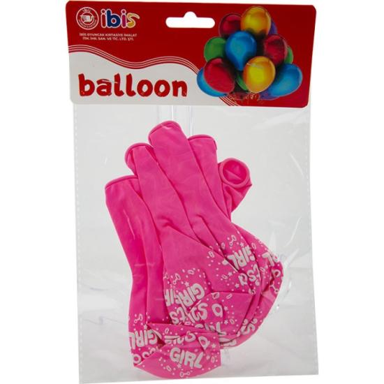 5’Lİ İTHAL PEMBE İT’S A GİRL BALON İBİS-1129-10