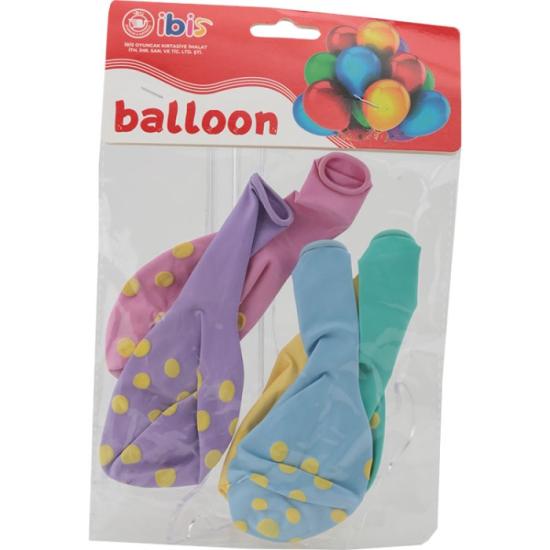 5’Lİ İTHAL ÇEPEÇEVRE PUANTİYE DESENLİ BALON İBİS-1129-14