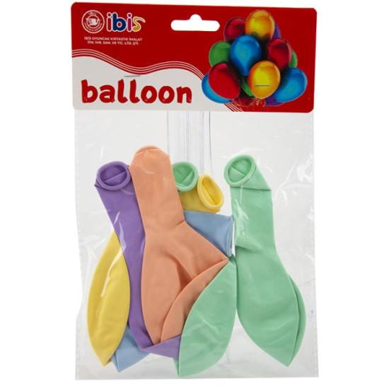 5’Lİ İTHAL PASTEL TEK RENK BALON İBİS-1129-4
