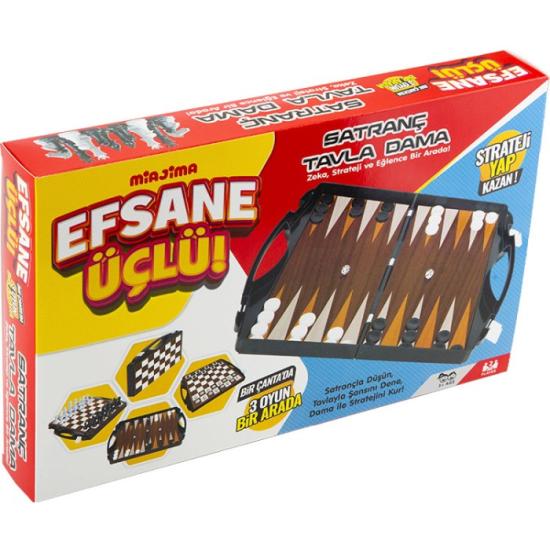 EFSANE ÜÇLÜ SATRANÇ-TAVLA-DAMA ZEKA OYUNU