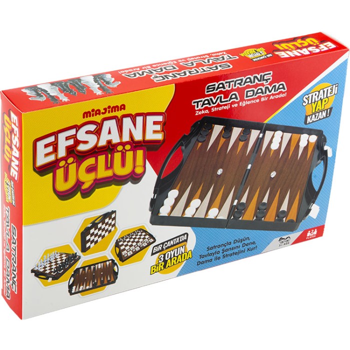 EFSANE ÜÇLÜ SATRANÇ-TAVLA-DAMA ZEKA OYUNU
